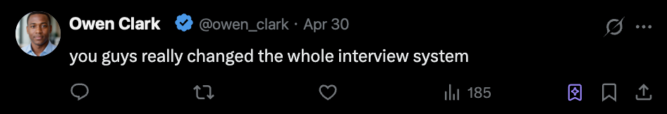 A candidate says on social media that Offer.cc changed the interview process.